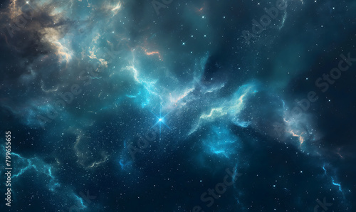 Cosmic Night Sky Space Background with Glowing Nebula Clouds and Shimmering Stars Backdrop Wallpaper