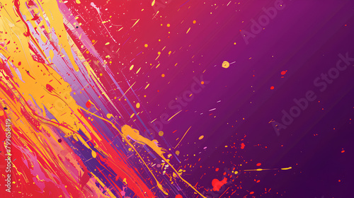 Fiery Abstract Paint Strokes, Red and Purple, Vibrant Artistic Texture with Copy Space