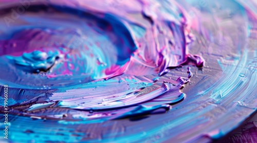 Artistic brush strokes in bright hues of blue and purple creating a oneofakind design on a ceramic ..