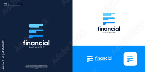 Abstract letter F logo with chart symbol for accounting financial logo design.