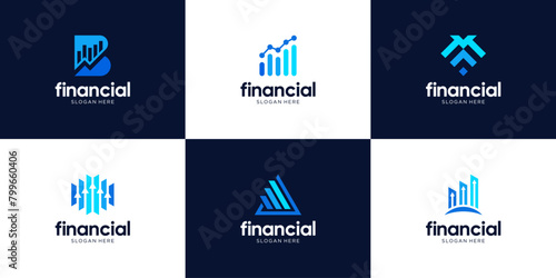 Set of chart accounting financial logo design. photo