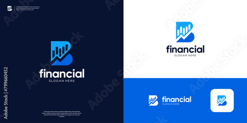 Letter B chart logo design template. Abstract financial, investment, growth logo symbol.