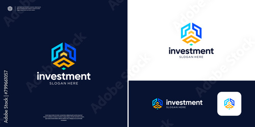 Geometric arrow logo icon. Symbol for financial investment logo design.