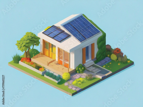 3D Isometric Sustainable Tiny Home photo