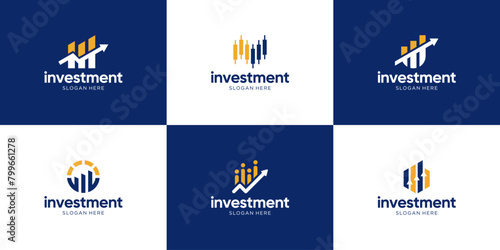 Set of abstract investment, financial and business logo design.