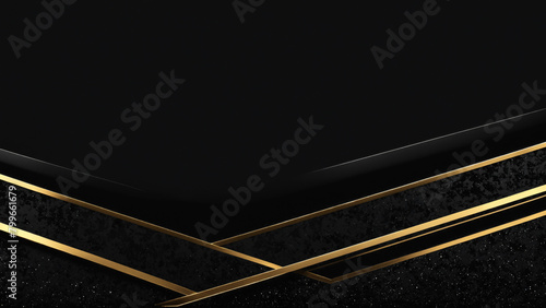 3D abstract wallpaper. Three-dimensional dark golden and black background, Luxury Elegant golden wallpaper. Black and gold background