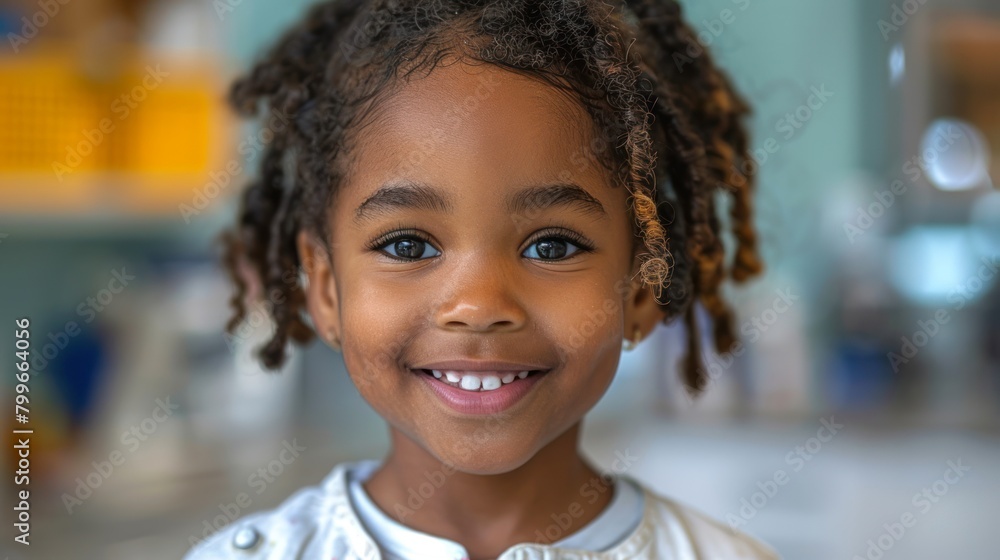 Photo portrait of a smiley girl in a medical clinic Photo portrait of a smiley girl in a medical clinic