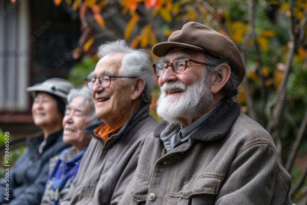 Group of elderly people walking in the park, asian old people Group of elderly people walking in the park, asian old people