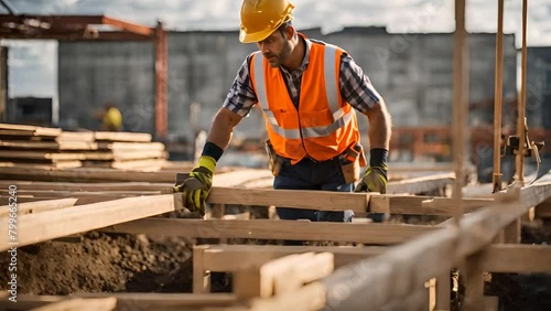 male worker in building construction photo