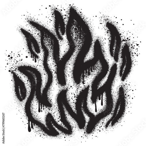 Spray Painted Graffiti Fire flame Sprayed isolated with a white background. Vector illustration.