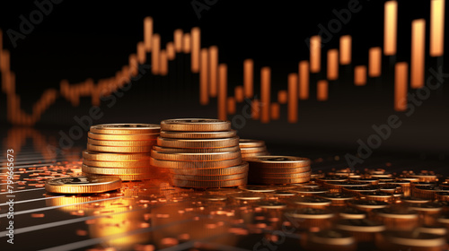 3d illustration depicting the fluctuating  exchange rate, represented by a graph with upward and downward trends.