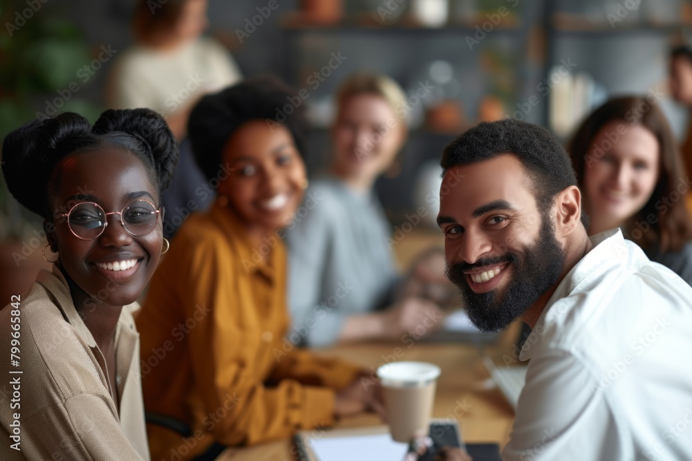 Portrait of a group of young business people in a coffee shop Portrait of a group of young business people in a coffee shop