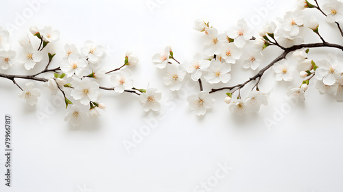 Digital white flowers border plant abstract graphic poster web page PPT background photo