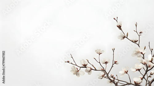 Digital white flowers border plant abstract graphic poster web page PPT background photo