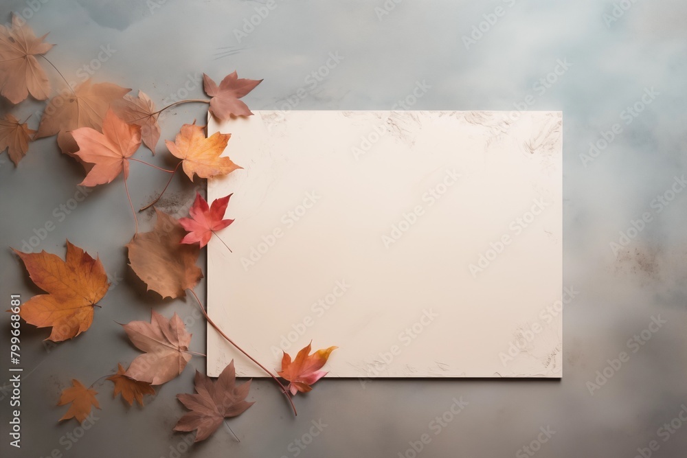autumn leaves on a wooden background