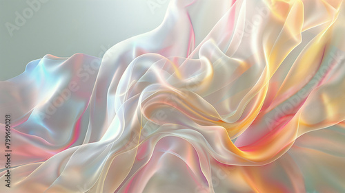 Abstract 3D flowing background with smooth, flowing fabric, soft, silky textures with warm hues 