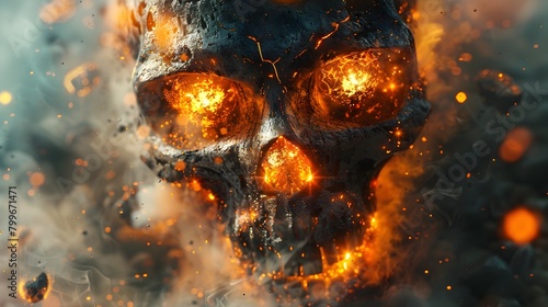 Fiery Explosion of Adrenaline and Madness Intense 3D Rendered Apocalyptic Destruction Scene