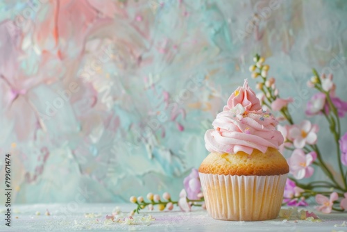Delicious cupcake with background