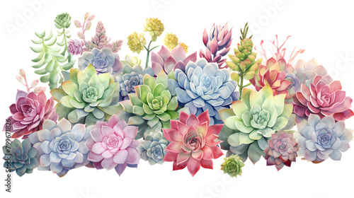Digital vintage watercolor succulents plant abstract graphic poster web page PPT background