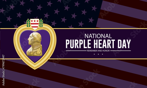 National Purple Heart Day August 7 Background Vector Illustration photo