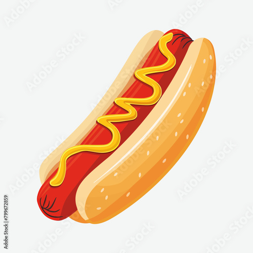 Delicious hotdog food flat vector illustration