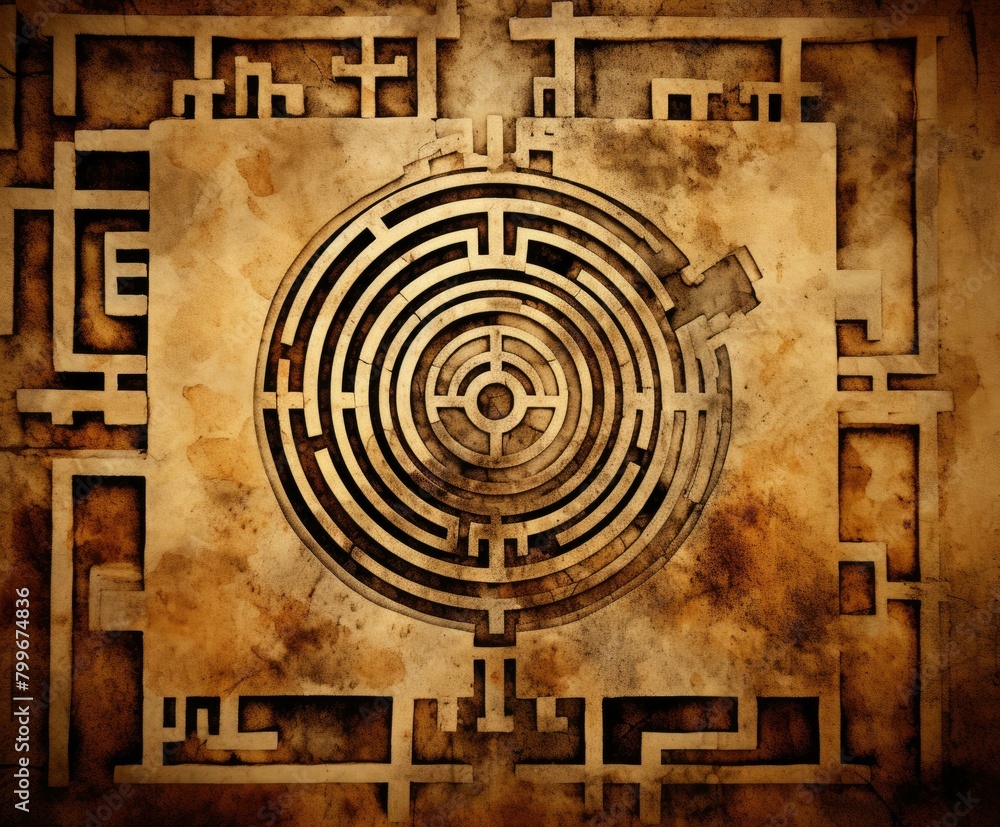 Ancient mysterious labyrinth. AI.