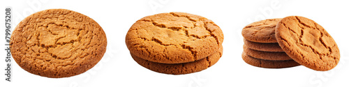 Collection of Gingersnaps Cookies isolated on transparent png background. Generative ai photo