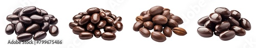 Collection of Dark Chocolate Nuts isolated on transparent png background. Generative ai