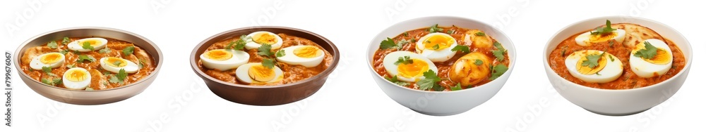 Collection of Egg Curry isolated on transparent png background. Generative ai Collection of Egg Curry isolated on transparent png background. Generative ai