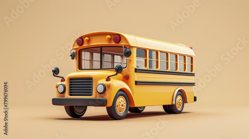 Yellow mini school bus, Car with empty body for design and advertising, Back to school