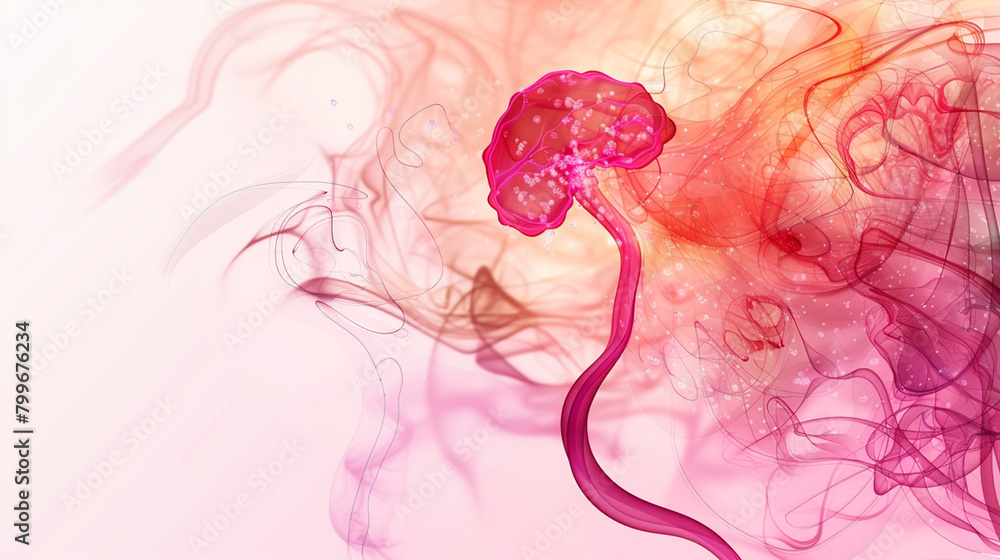 Fototapeta premium Abstract illustration concept of endometriosis, menstruation, period pains and contractions, female reproductive system