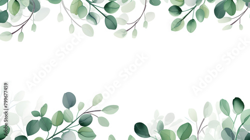 Wallpaper Mural Digital watercolor green leaf border plant abstract graphic poster web page PPT background Torontodigital.ca