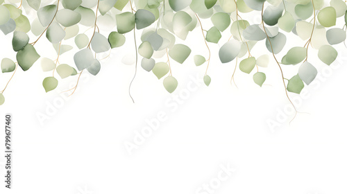 Digital watercolor green leaf border plant abstract graphic poster web page PPT background