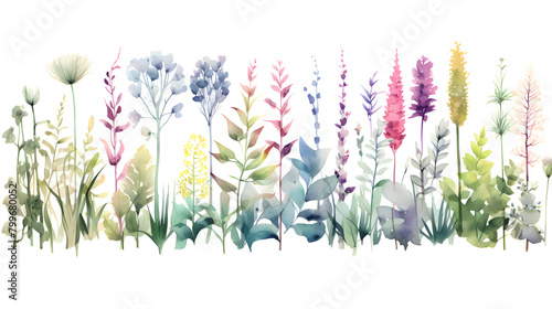 Digital vintage watercolor plants abstract graphic poster web page PPT background