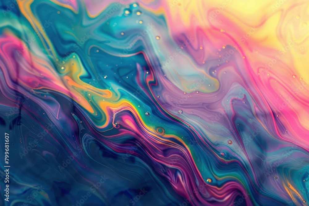 Abstract Liquid paint effect blurred gradient overflow waves grainy background texture. Colorful digital Grain Texture overlay. Lo-fi effect vintage retro design. Texture Wallpaper - generative ai