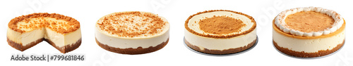 Collection of Ginger Cheesecake isolated on transparent png background. Generative ai photo