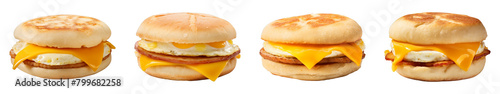 Collection of Egg Mcmuffin isolated on transparent png background. Generative ai photo