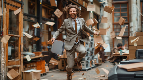 businessman feeling excite ...