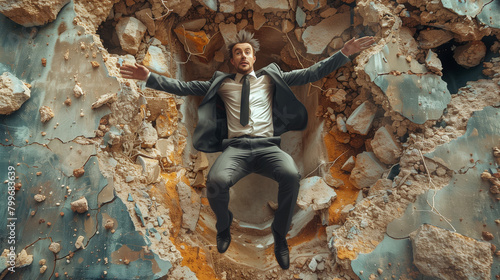 businessman falling into a ...