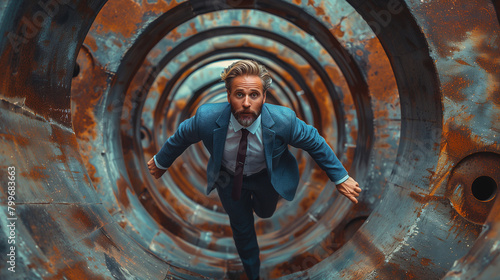 businessman falling into a ...