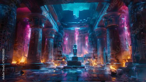 fantasy light in ancient tomb