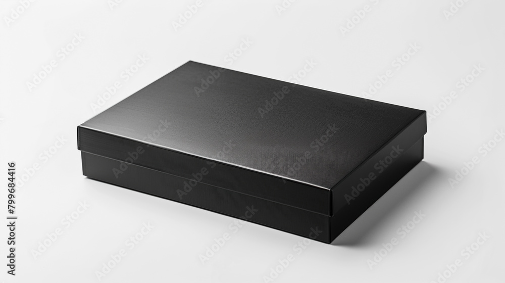 Elegant black gift on white background created with Generative Ai technology Elegant black gift on white background created with Generative Ai technology