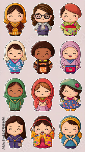 Wallpaper Mural A collection of six whimsical and endearing cartoon Mothers Day stickers Torontodigital.ca