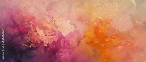 A symphony of pastel pinks, soft oranges, and gentle yellows dancing harmoniously amidst a deep, inky abyss.