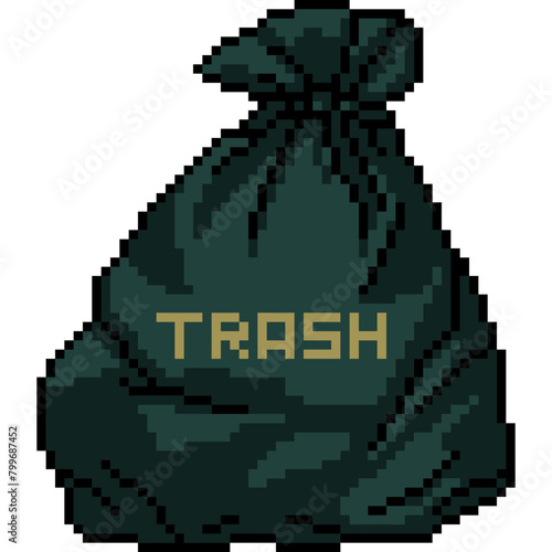 pixel art of trash garbage bag