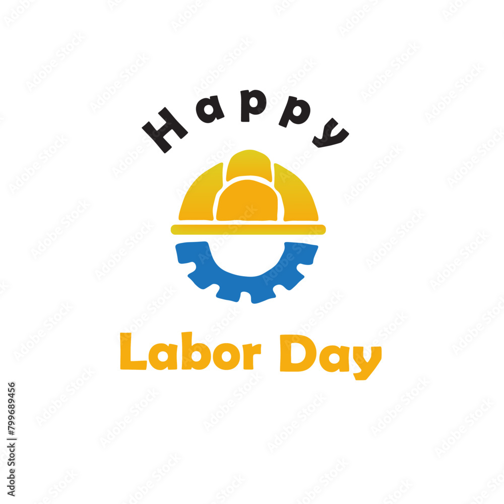 happy labor day post design in yellow and blue with equipment icons happy labor day post design in yellow and blue with equipment icons