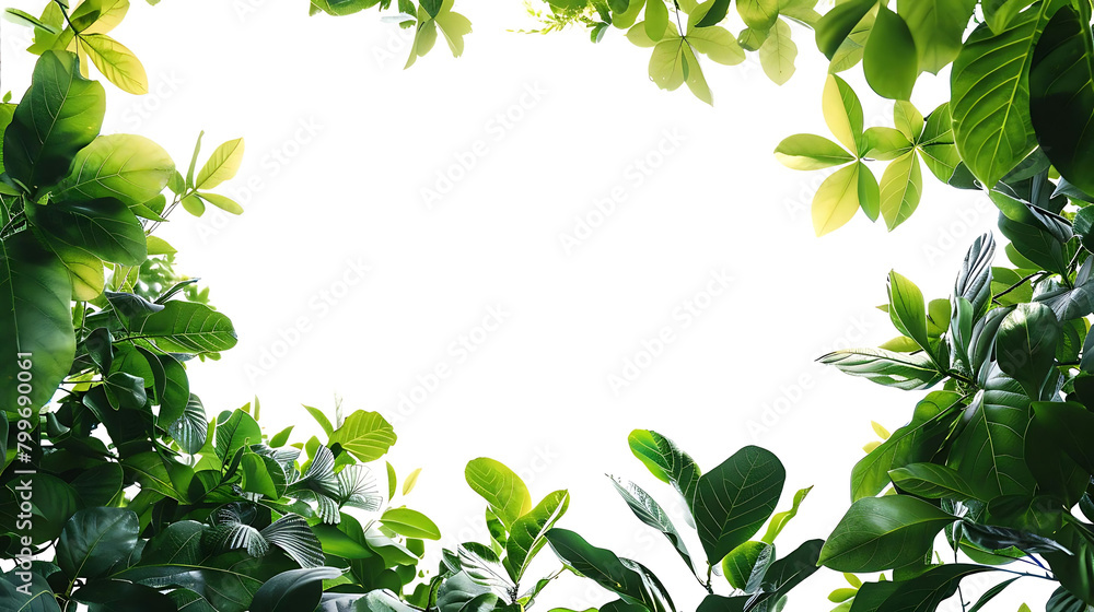 abstract background of lush green foliage on isolated background