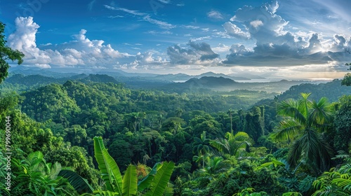Fototapeta Naklejka Na Ścianę i Meble -  panoramic view of lush tropical rainforest canopy