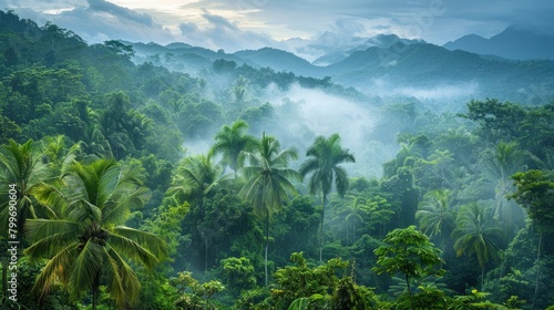 panoramic view of lush tropical rainforest canopy