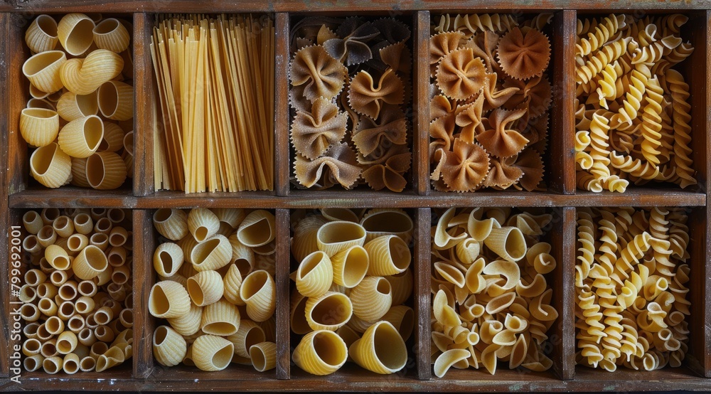 A set of pasta in a box. A set of pasta in a box.